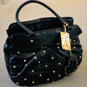 Studded Leather Laptop Tote by Betsey Johnson